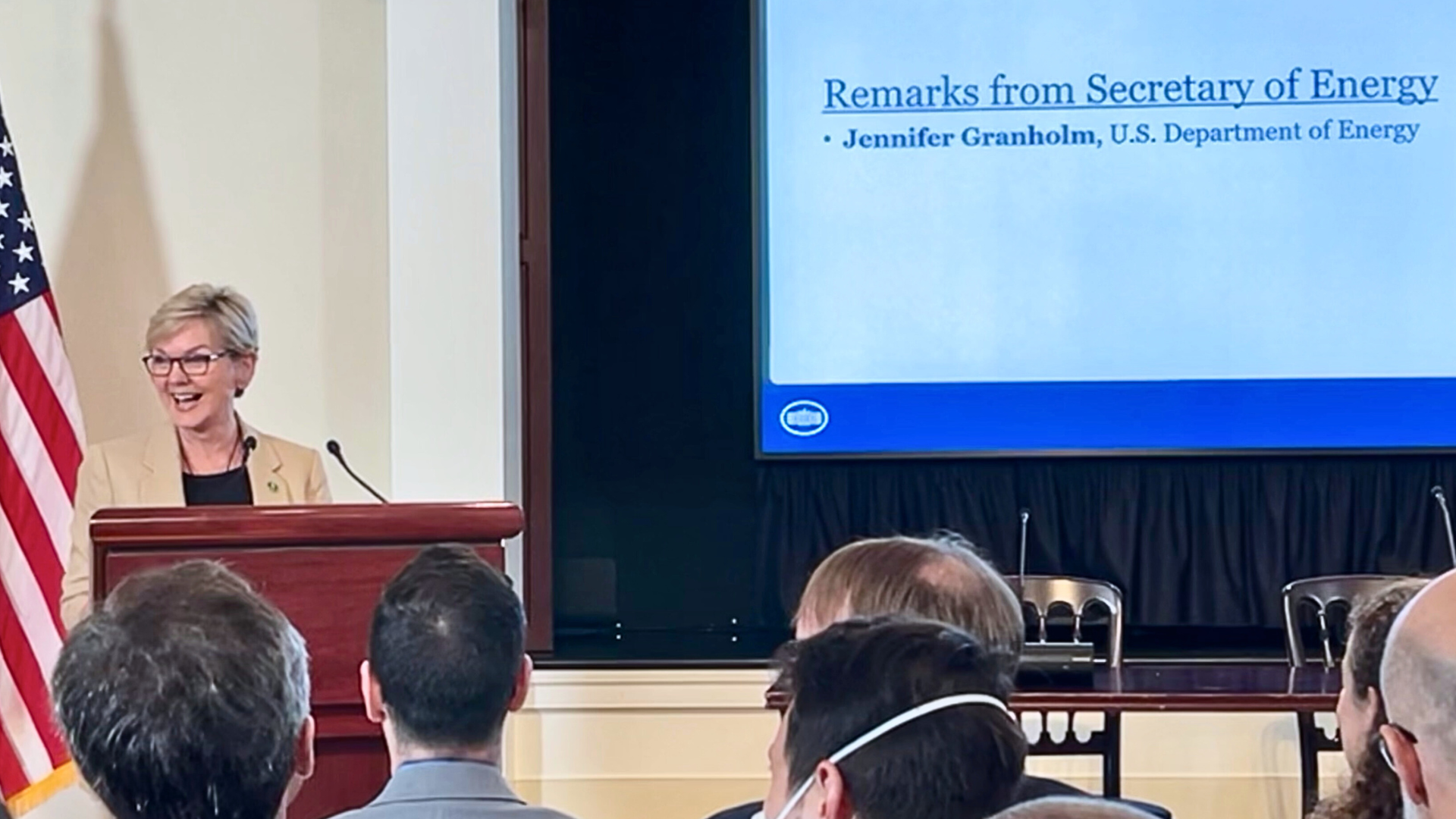 Energy Secretary Jennifer Granholm delivers remarks at the White House Summit on Modernizing the Power Grid.