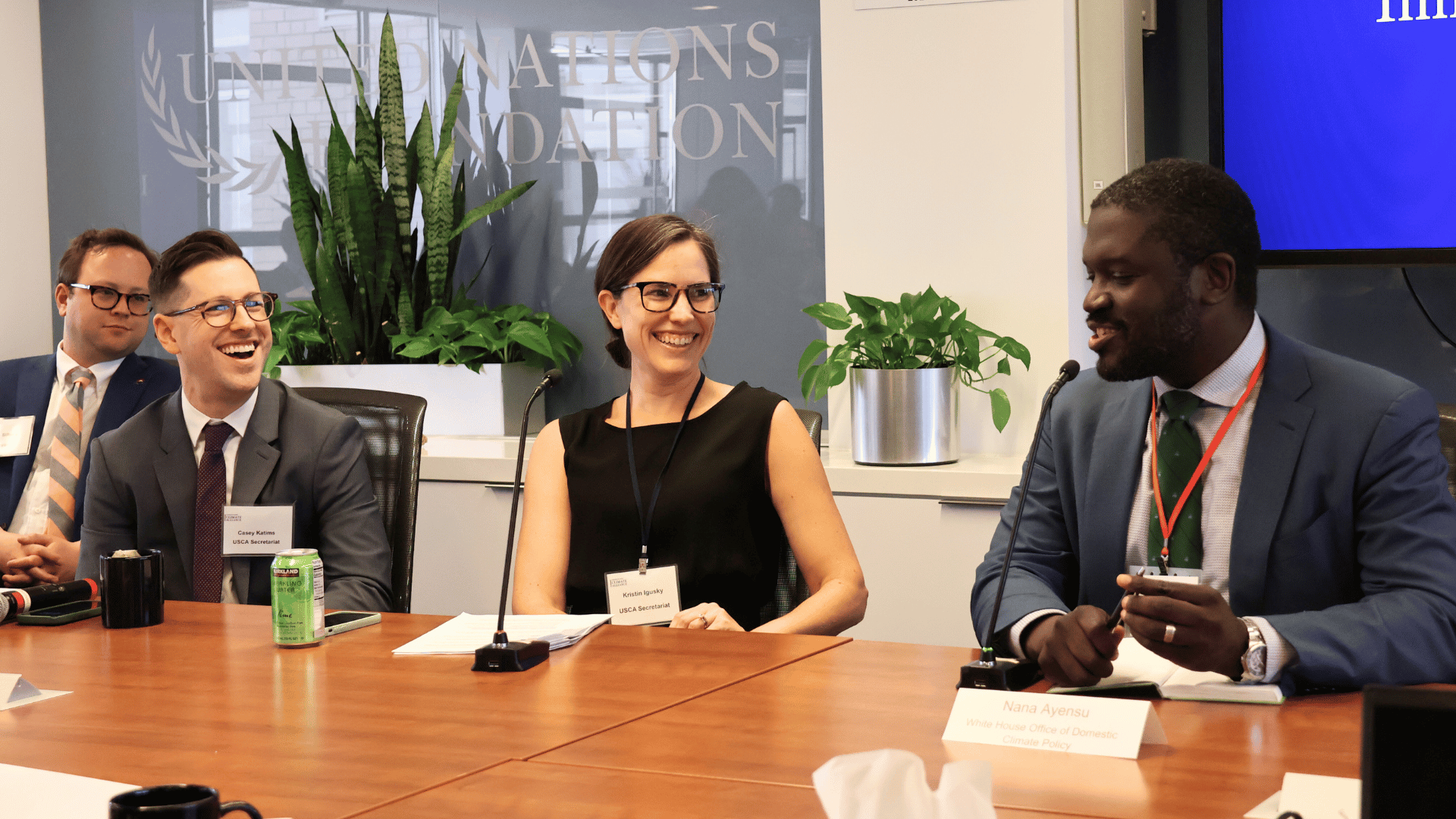 Casey Katims, Alliance Executive Director, Kristin Igusky, Alliance Director of Programs & Analysis, and Nana Ayensu, Special Assistant to the President for Climate Policy, Finance, and Innovation.