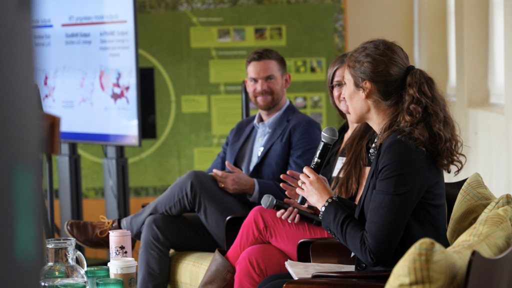 Dr. Cassaundra Rose, Alliance Policy Advisor for Natural and Working Lands, speaks with Christopher Wade, Research Economist at RTI International, and Sara Ohrel, Economist at the U.S. Environmental Protection Agency (EPA).