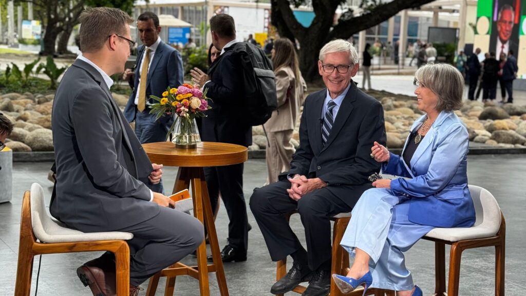 Alliance co-chair Wisconsin Governor Tony Evers and New Mexico Governor Michelle Lujan Grisham.