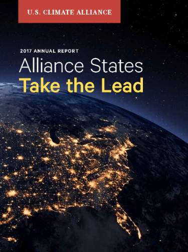 U.S. Climate Alliance 2017 Annual Report | Alliance States Take the Lead: Alliance states and territories are halfway to the Paris Agreement target while outperforming other states in economic growth.