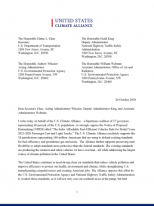 The U.S. Climate Alliance sent a letter to the Department of Transportation (DOT) emphasizing the need for strong clean car standards that reduce vehicle pollution and improve efficiency to protect our health, environment and climate, while strengthening U.S. manufacturing competitiveness and creating American jobs.